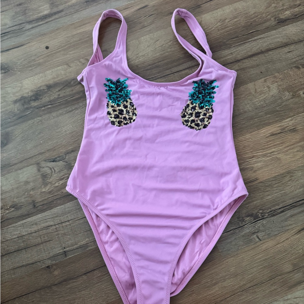 TopShop Pink Swimsuit with Pineapple Design